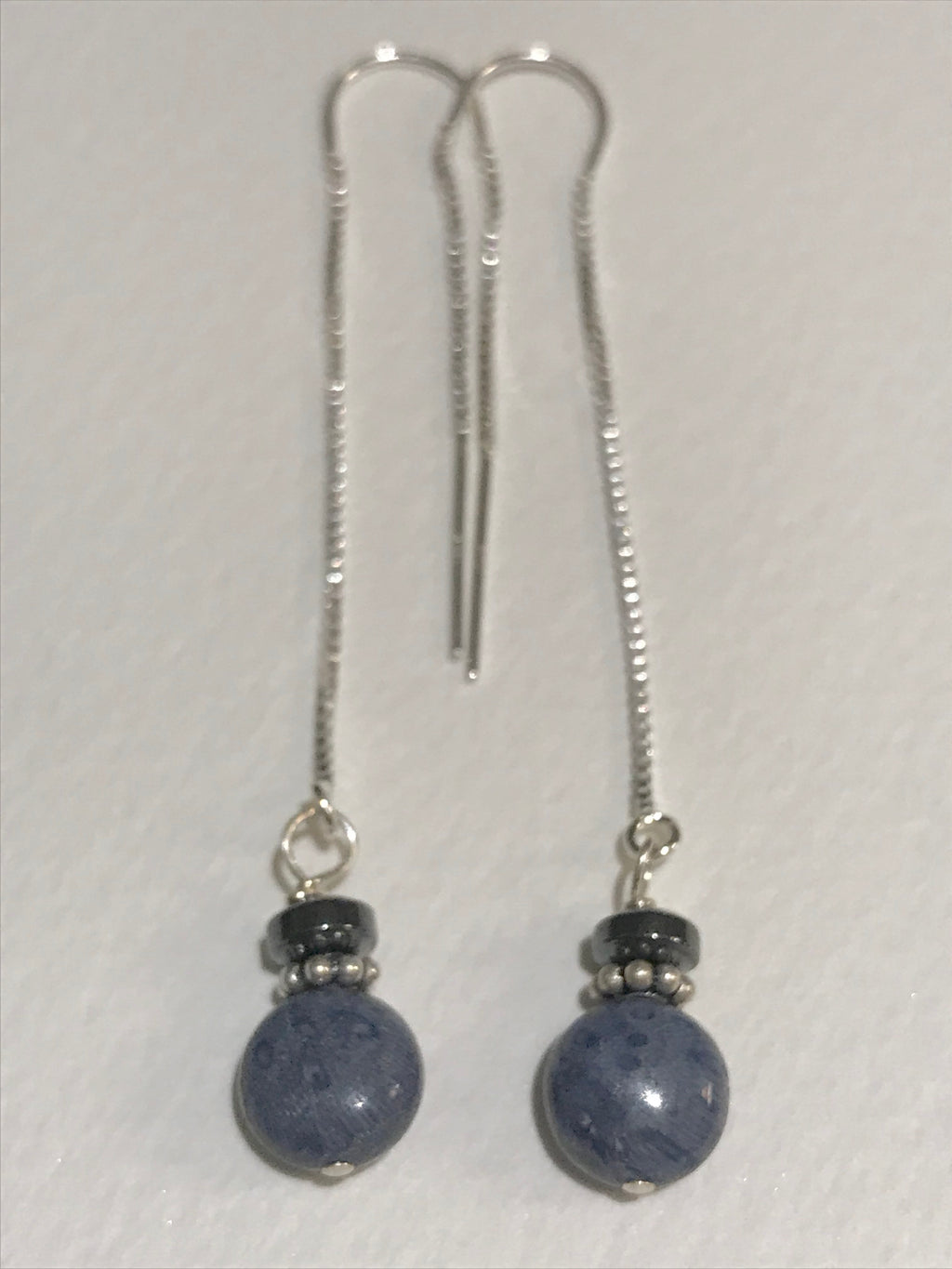 Sterling Threader Blue Coral earring