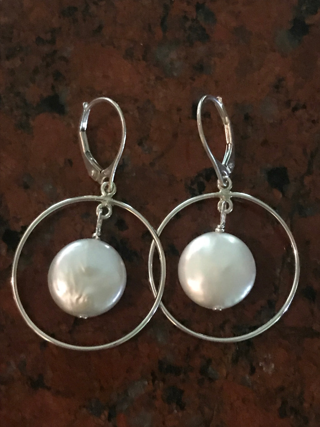 Hoop coin pearl Sterling earrings