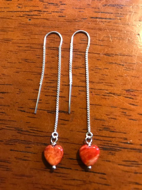 Heart shaped thread earring
