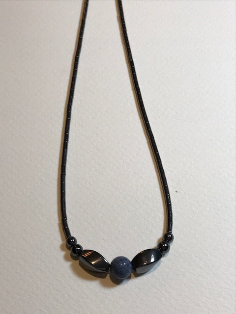 Blue Coral and Hematite Necklace